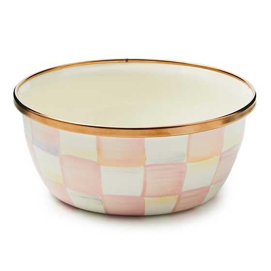 MACKENZIE-CHILDS Enamel Pinch Bowl, Small Bowl for Cooking Ingredients, 1.5-Cup Capacity, Wild Rose Slate