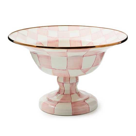 MACKENZIE-CHILDS Enamel Compote, Large, Brown-and-White Mocha Check