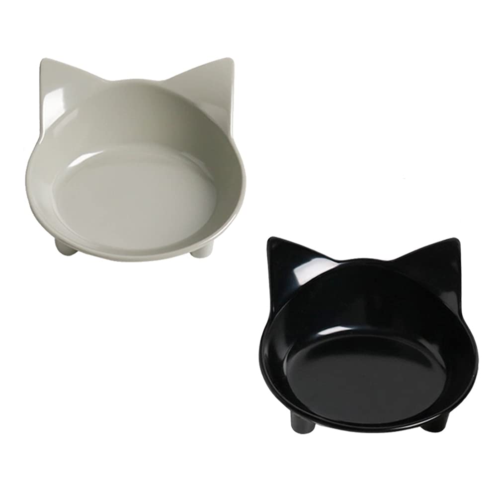 Cat Food Bowls Shallow Wide Non-Slip Whisker Friendly Dish for Indoor Cats