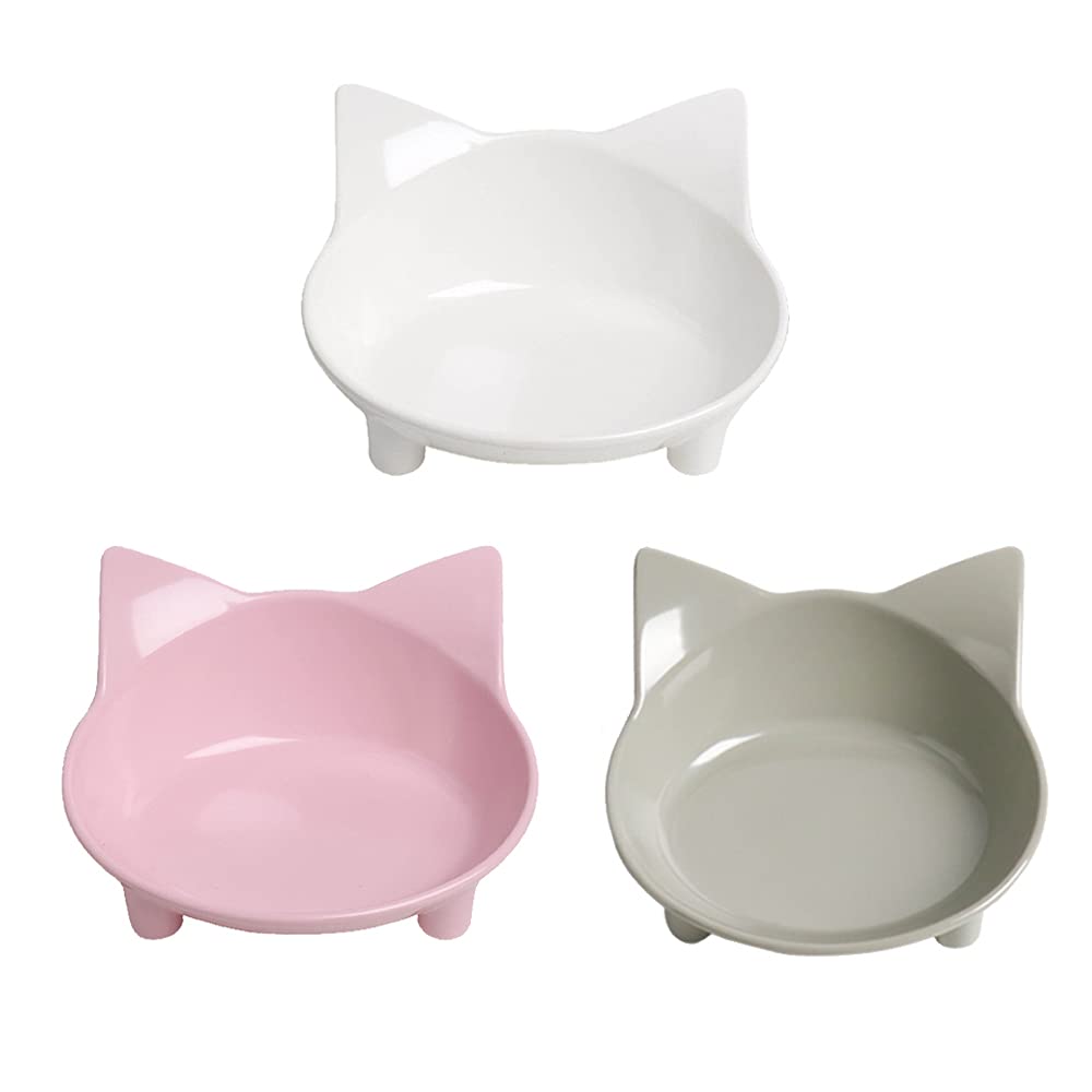 Cat Food Bowls Shallow Wide Non-Slip Whisker Friendly Dish for Indoor Cats