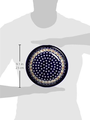 Polmedia Polish Pottery Pasta Bowl 9-inch UNIKAT - Country Rooster Pattern Handmade in Boleslawiec Poland + Certificate of Authenticity