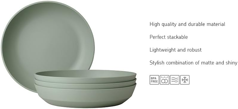 Mepal - Deep plate 4 pieces Silueta - Dishwasher & microwave resistant - Plastic plates - Dinner plates - Tableware - 21 cm - Nordic black