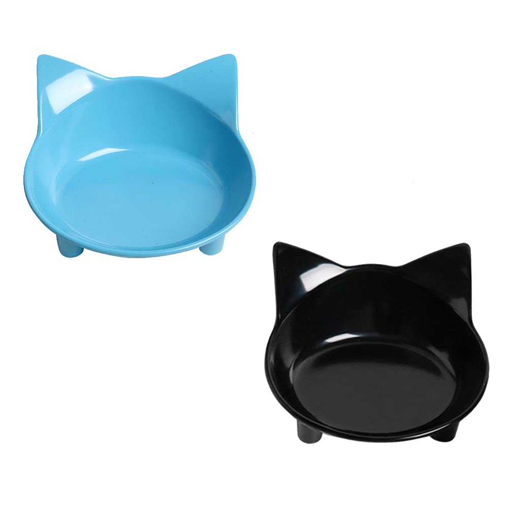 Cat Food Bowls Shallow Wide Non-Slip Whisker Friendly Dish for Indoor Cats