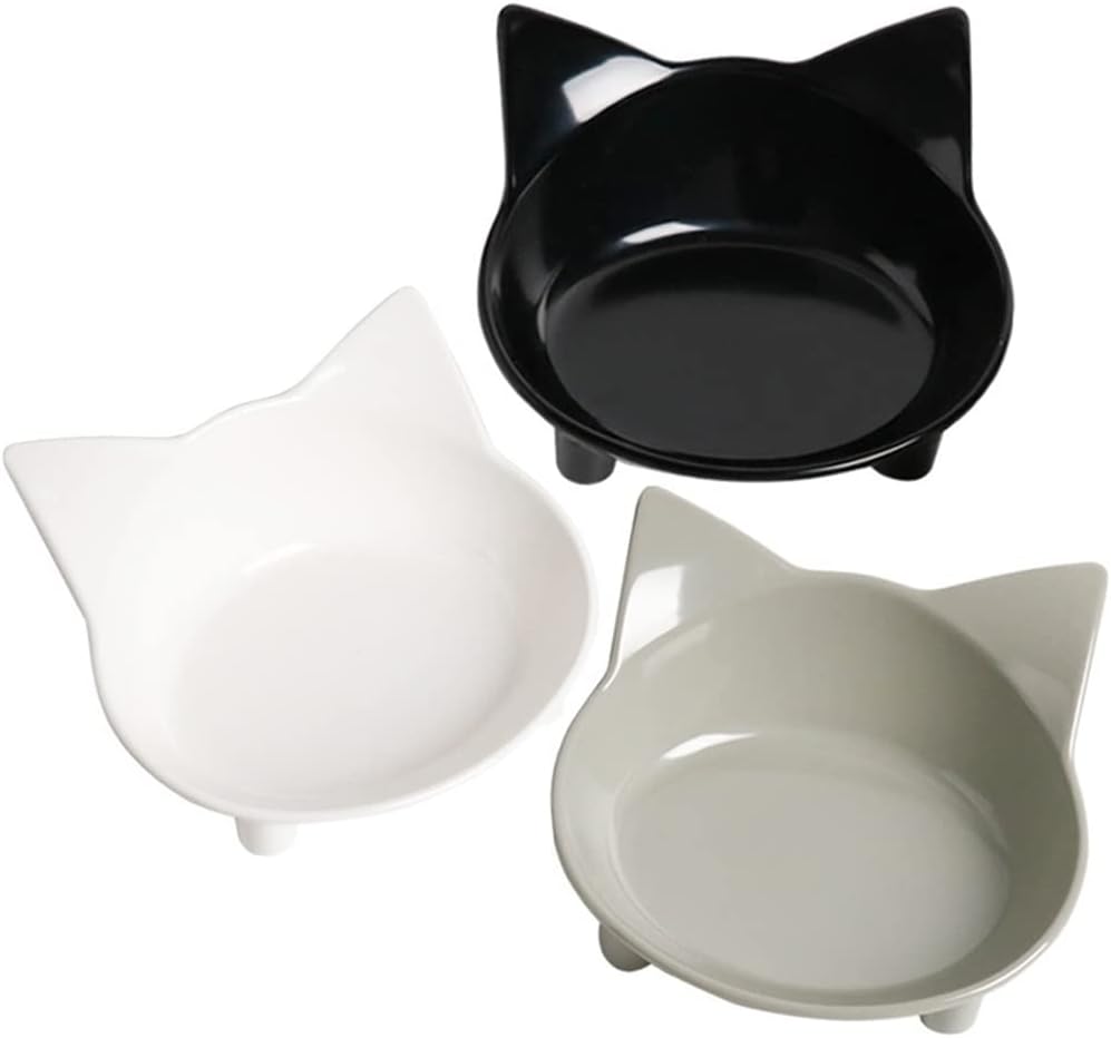 Cat Food Bowls Shallow Wide Non-Slip Whisker Friendly Dish for Indoor Cats