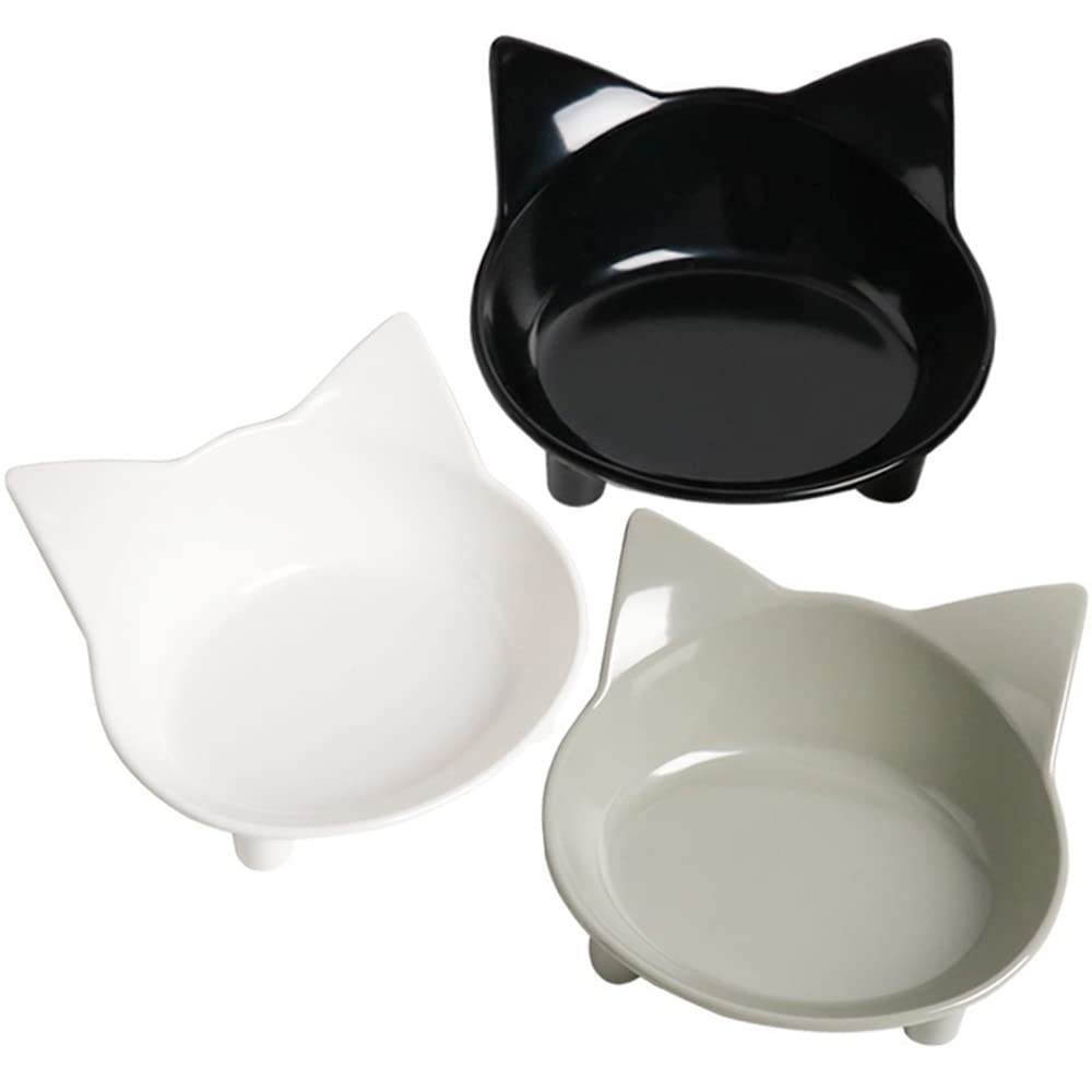 Cat Food Bowls Shallow Wide Non-Slip Whisker Friendly Dish for Indoor Cats