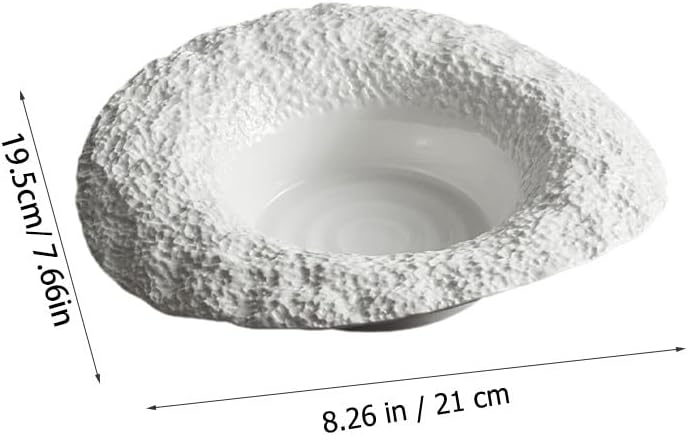 Cabilock Ceramic Pasta Plate with Rock Pattern, Deep Serving Dish for Meals