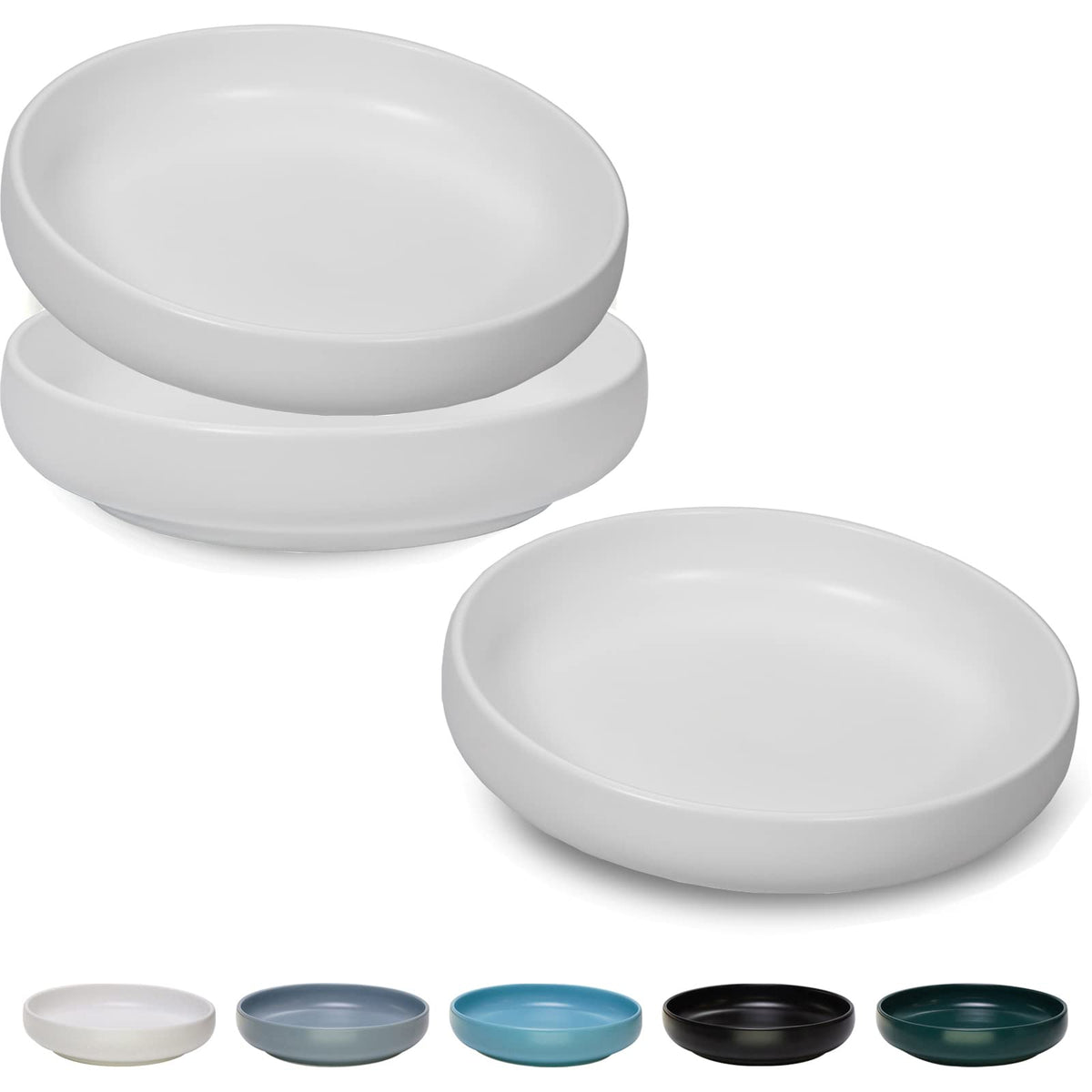 Ceramic Cat Bowls,Shallow Cat Dishes for Food and Water, 6 inch Matte Finish Wide Cat Food Bowl,Whisker Fatigue Free Pet Puppy Kitten Bowl Set of 3,Dishwasher Safe