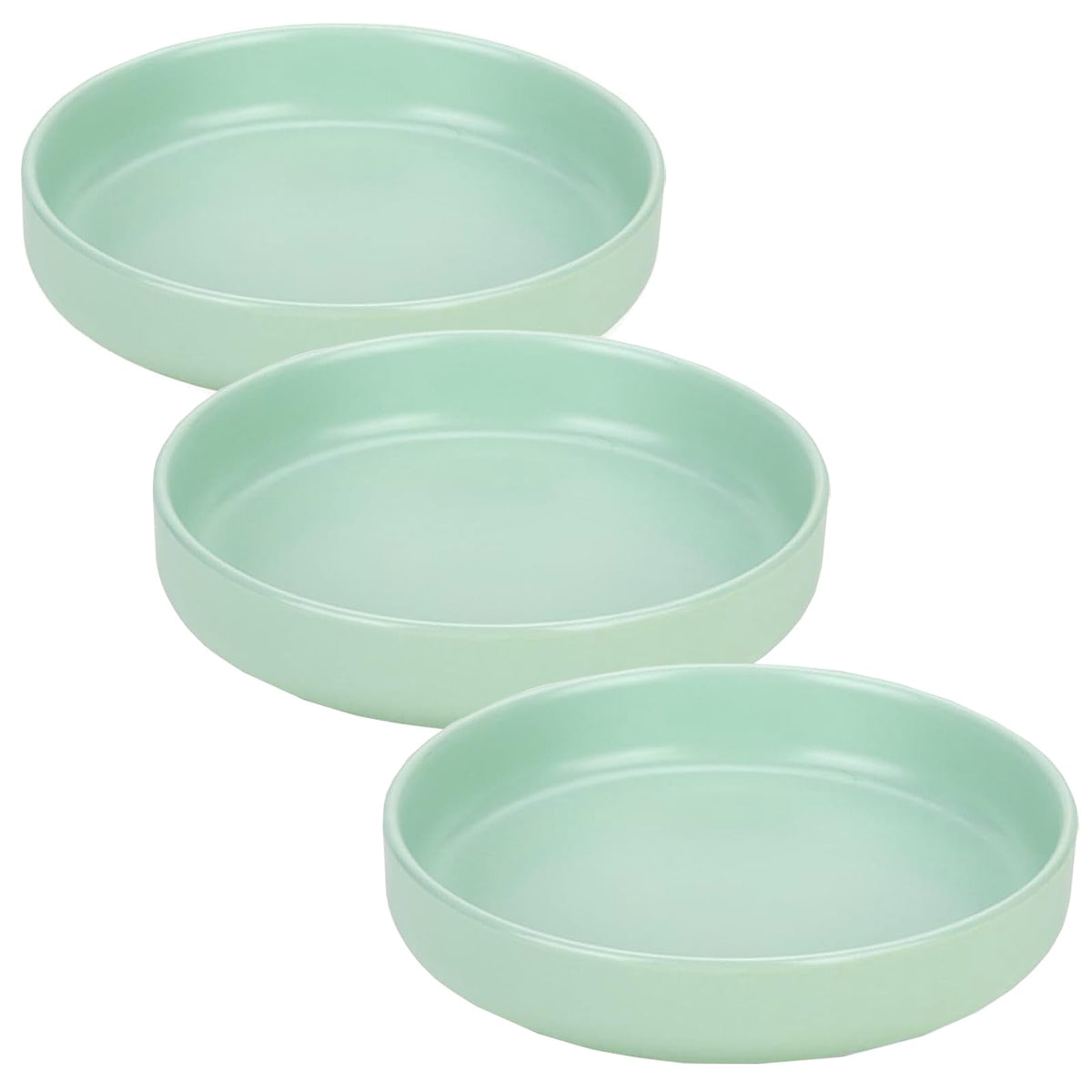 Ceramic Cat Bowls,Shallow Cat Dishes for Food and Water, 6 inch Matte Finish Wide Cat Food Bowl,Whisker Fatigue Free Pet Puppy Kitten Bowl Set of 3,Dishwasher Safe