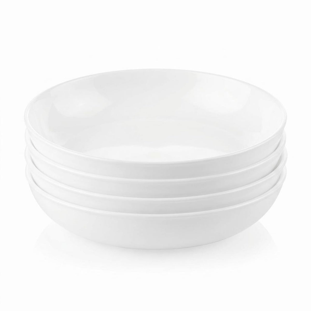 Corelle 4-Pc Meal Bowls Set Service for 4, Durable and Eco-Friendly 9-1/4-Inch Glass Bowls, Compact Stack Bowl Set, Microwave and Dishwasher Safe, White, 46 Ounces