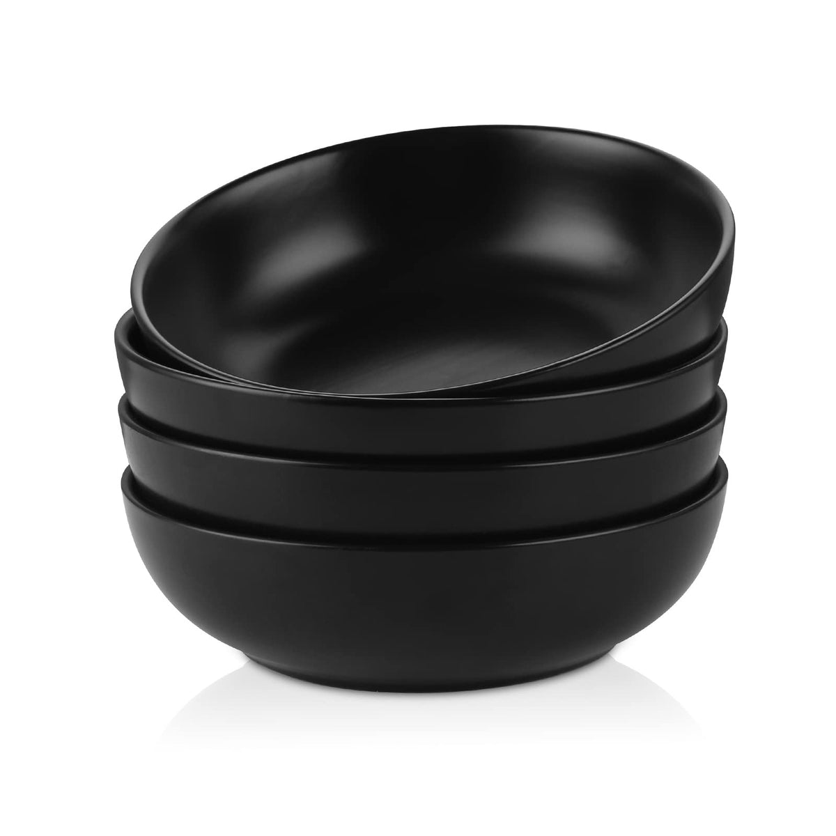 Selamica Ceramic 30 Ounce Large Pasta Bowls Set of 4, 8 inch Salad Bowl Wide and Shallow Microwave Dishwasher Safe, Assorted Corlors