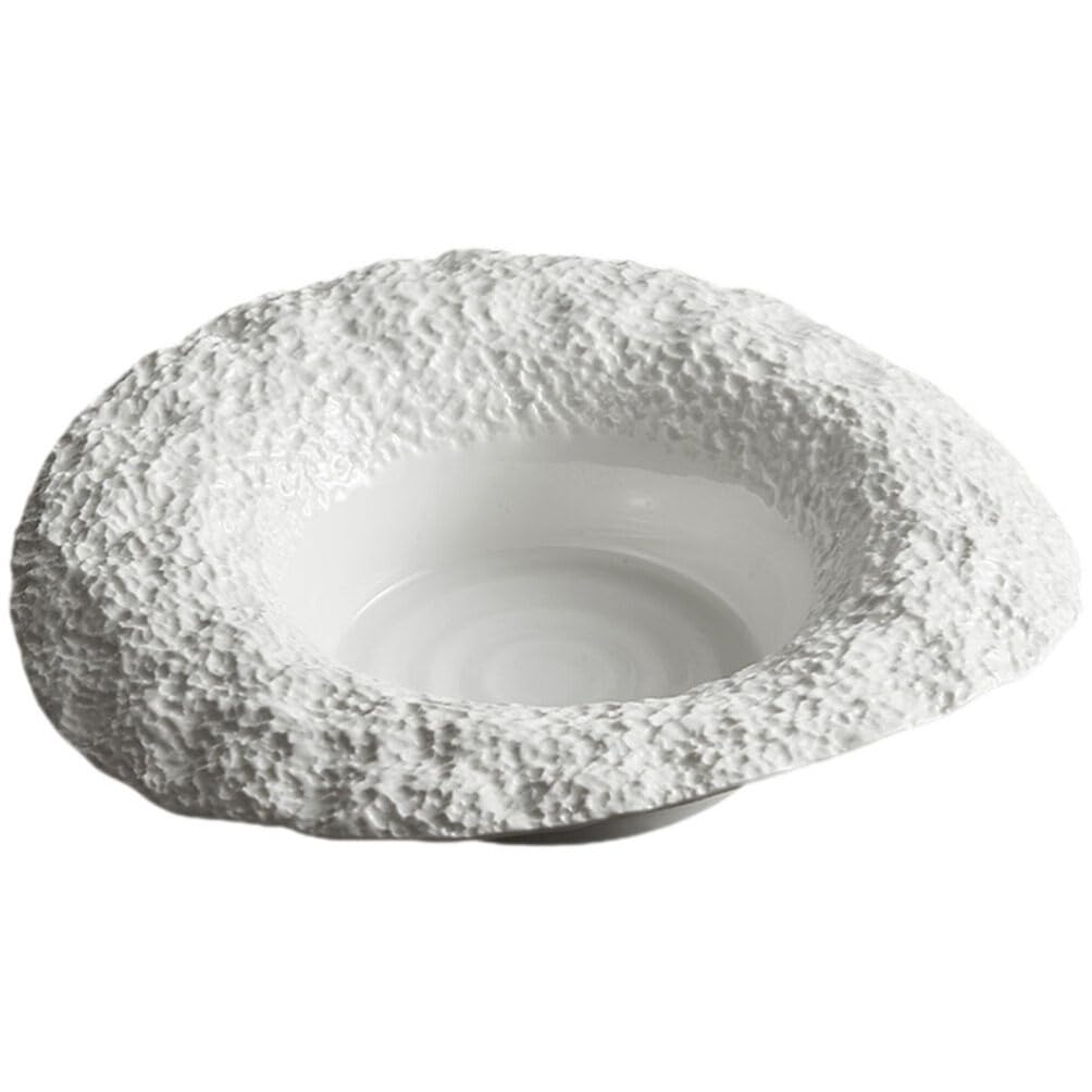 Cabilock Ceramic Pasta Plate with Rock Pattern, Deep Serving Dish for Meals