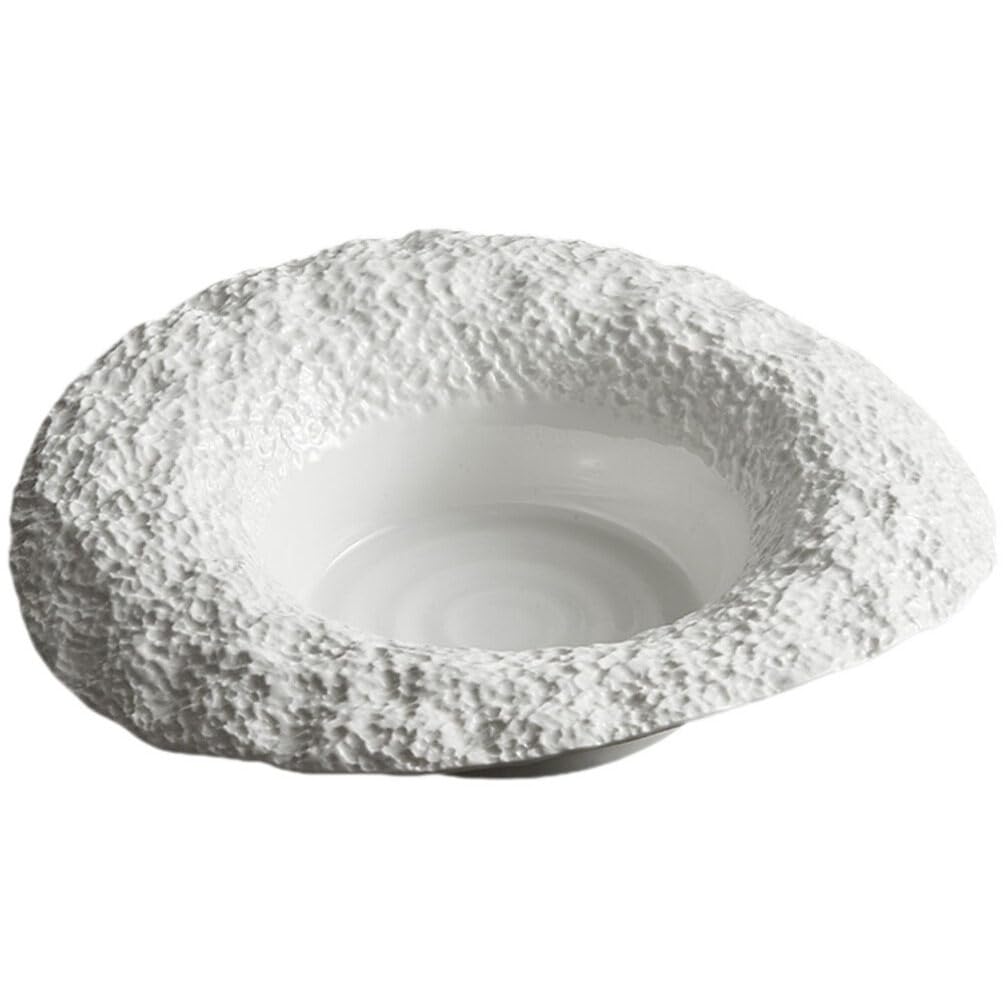 Cabilock Ceramic Pasta Plate with Rock Pattern, Deep Serving Dish for Meals