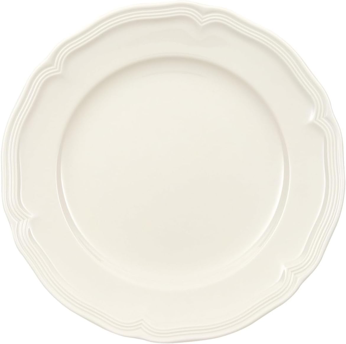 Villeroy & Boch Manoir Collection Pasta Bowl/Soup Plate, Premium Porcelain, Made in Germany, Dishwasher and Microwave Safe, Wide Rim, 9 in Diameter, 10 oz Capacity, Rich, Creamy White
