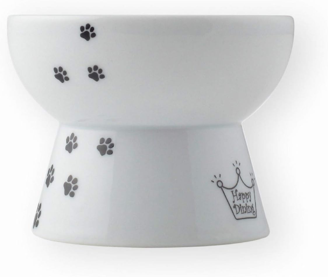 Necoichi Ceramic Elevated Cat Food Bowl, Whisker-Friendly (Cats, Mini)