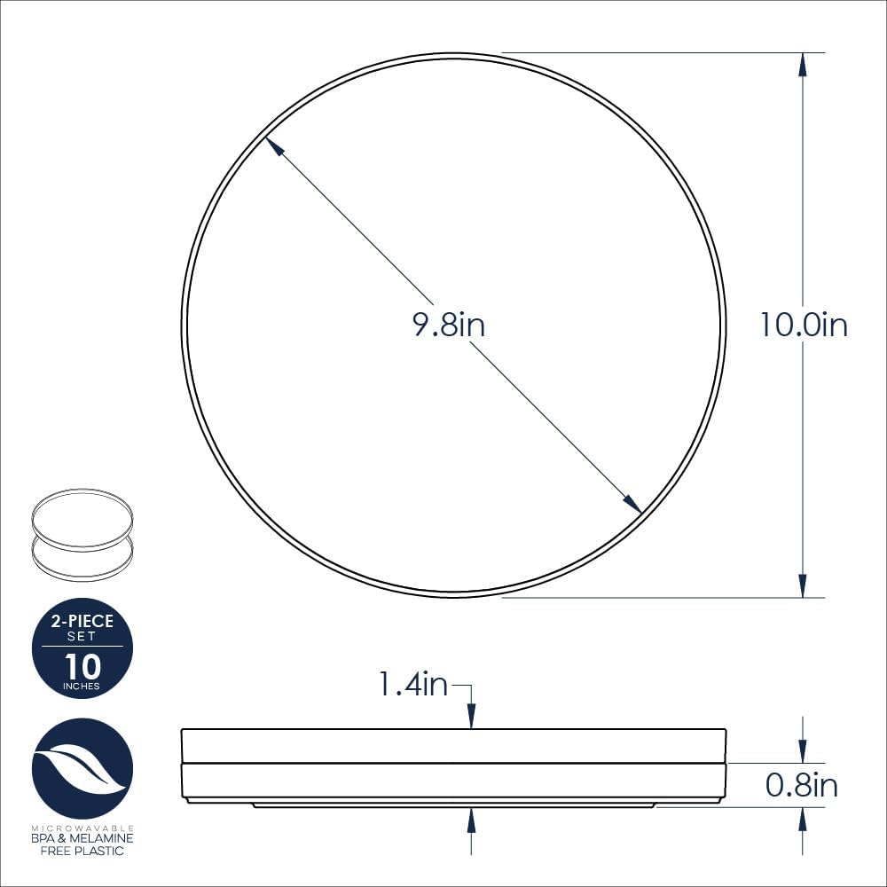 Nordic Ware 10-Inch Meal Plate, Set of 2, White, Microwave Safe Polypropylene