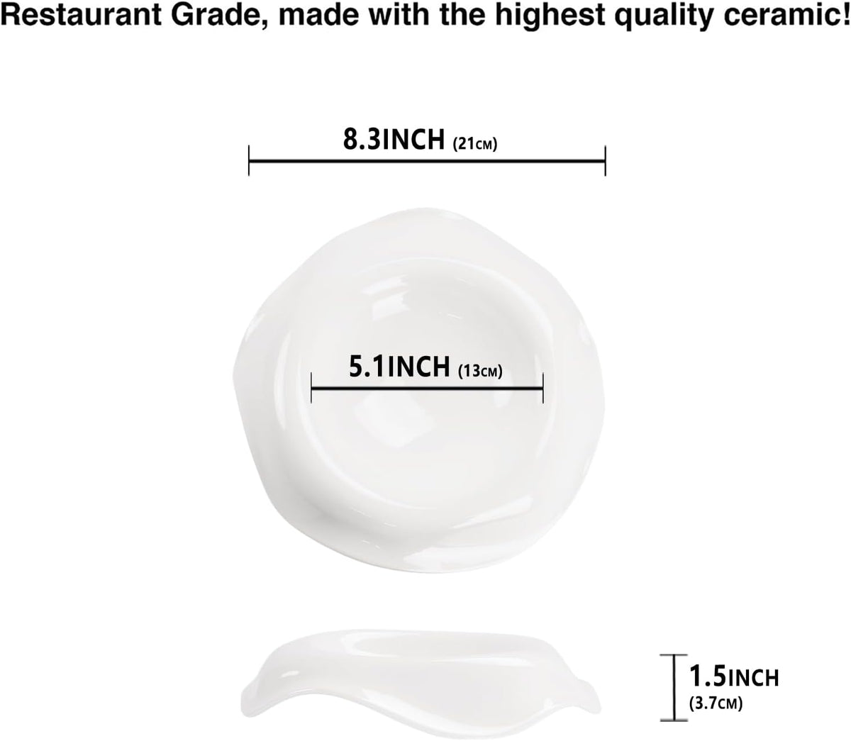 Soup Bowls, Pasta Bowls Rimmed Plates, White Salad Bowls Set of 2, Porcelain Wide Rim Bowls, 6 Oz, Microwave & Dishwasher Safe, Best for foodies and restaurants 8.3 Inch flanging