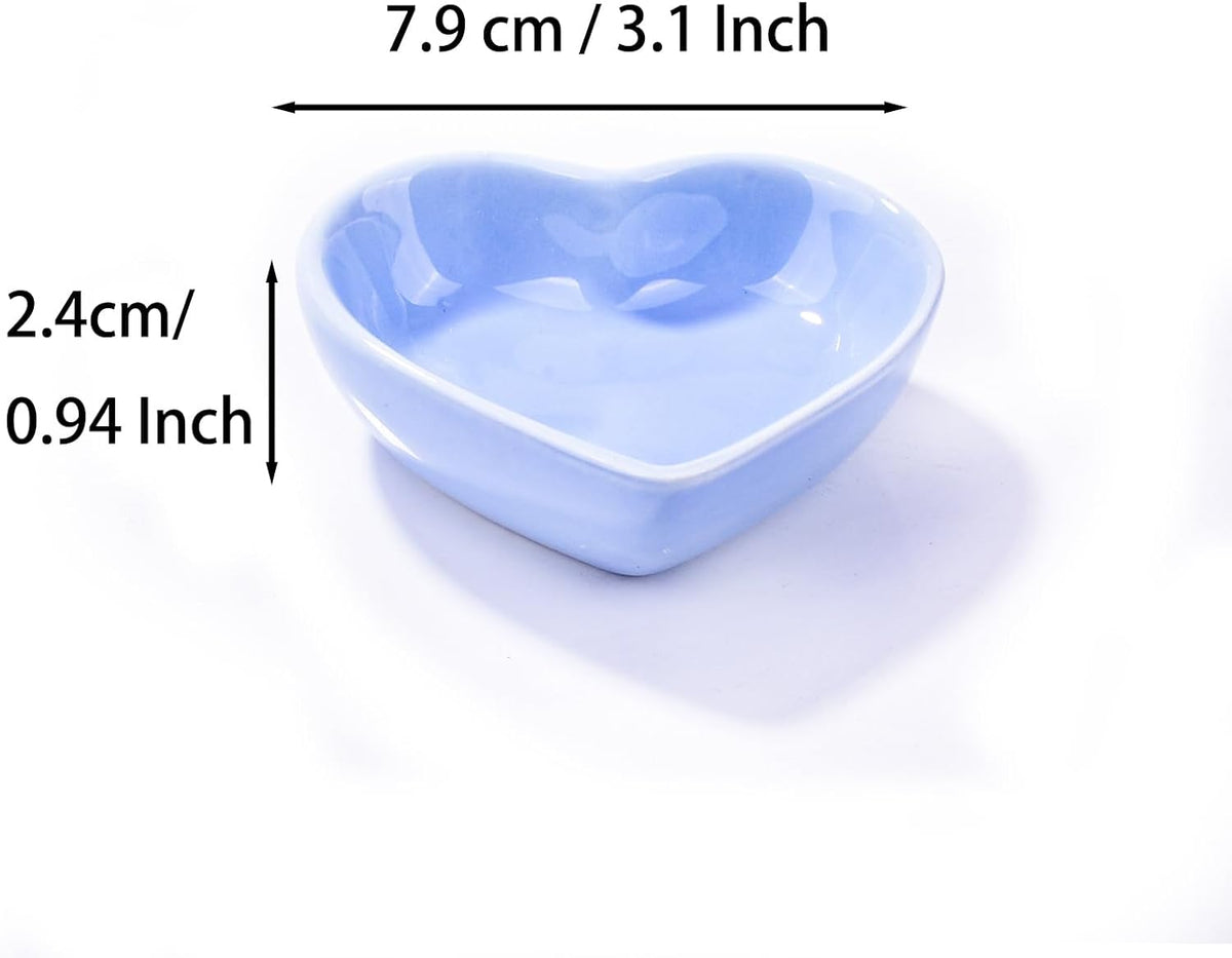 Ceramic Dipping Bowl Set of 6, 3.1'' Blue Heart‑Shaped Small Sauce Dishes