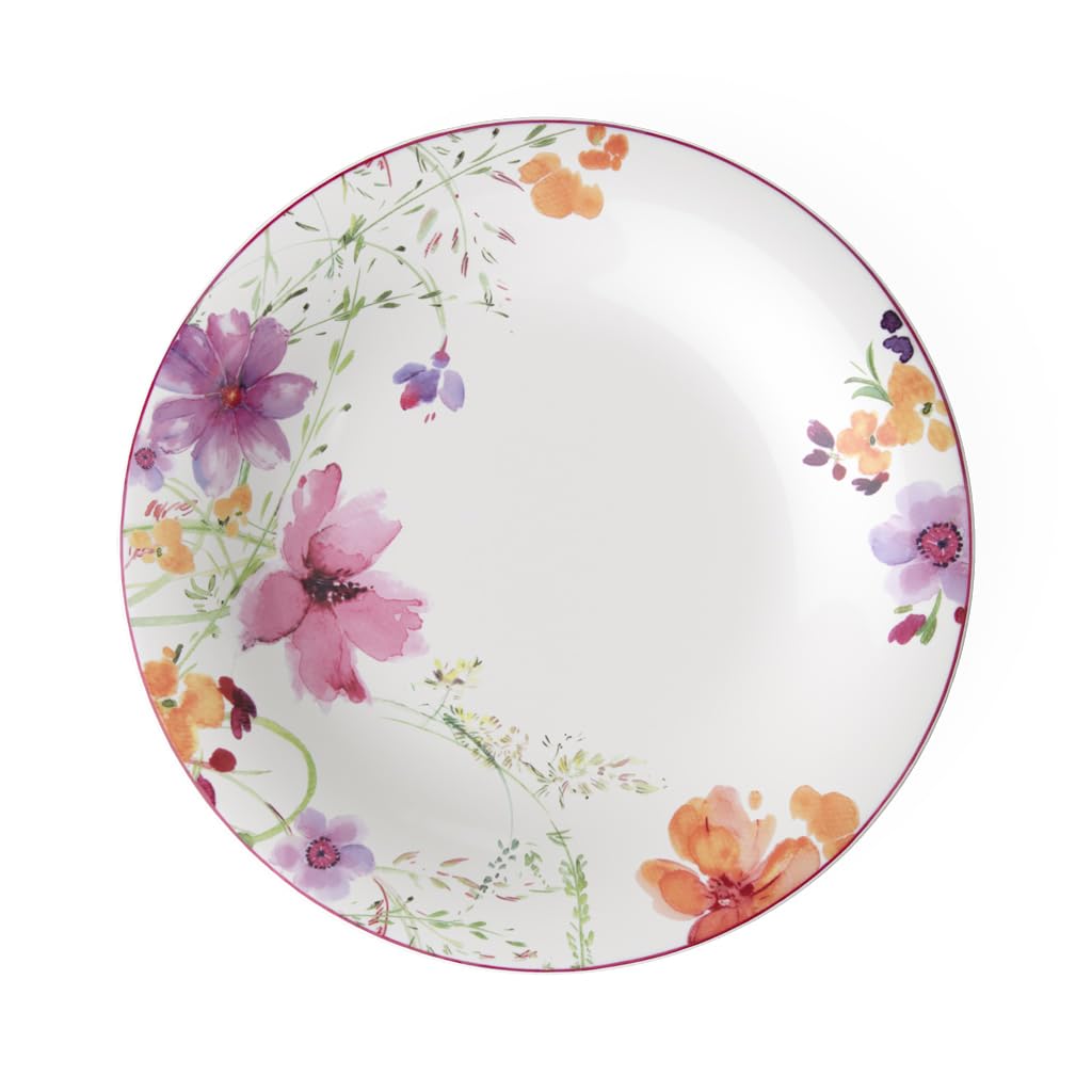 Villeroy & Boch Mariefleur Basic Rim Soup, 9 in, Premium Porcelain, White/Multicolored