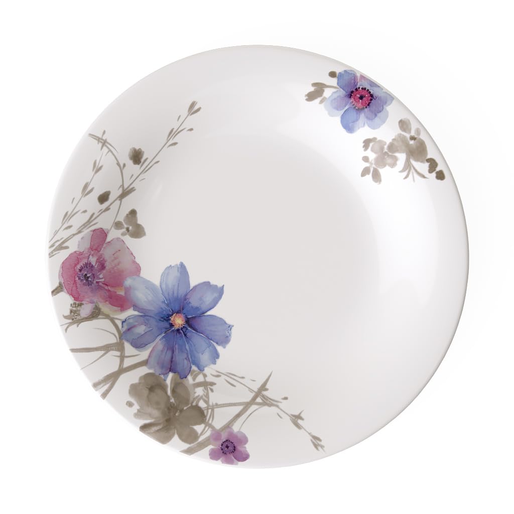 Villeroy & Boch Mariefleur Basic Rim Soup, 9 in, Premium Porcelain, White/Multicolored
