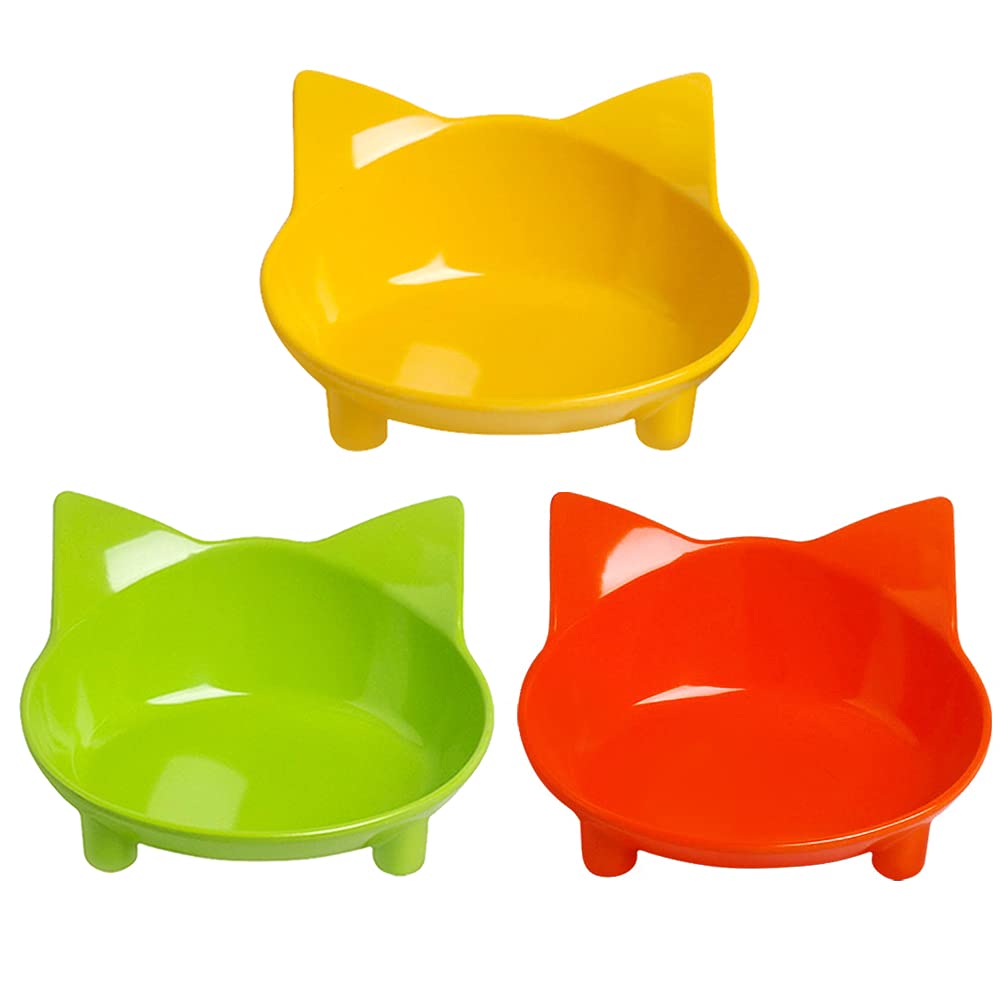Cat Food Bowls Shallow Wide Non-Slip Whisker Friendly Dish for Indoor Cats