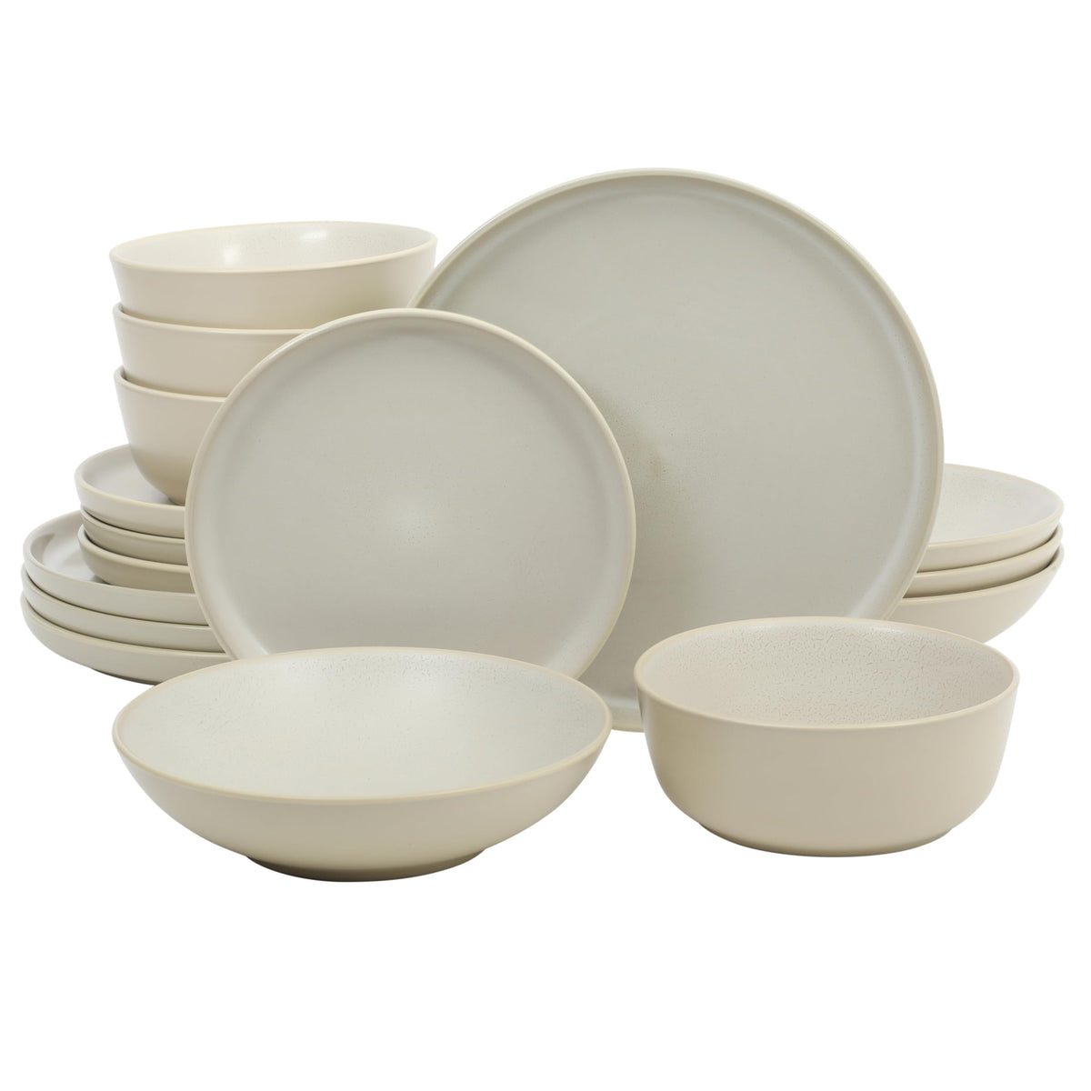 Gibson Elite Tribeca Loft 16-Piece Dinnerware Set – Matte Black and Blue Reactive Glaze Stoneware, Double Bowl Round Plates and Bowls – Modern Rustic Dinnerware for 4, Dishwasher & Microwave Safe