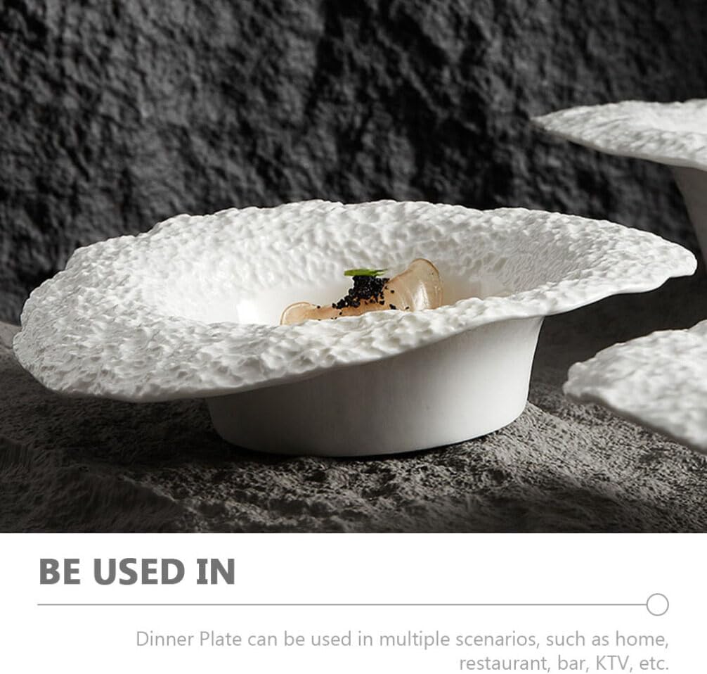 Cabilock Ceramic Pasta Plate with Rock Pattern, Deep Serving Dish for Meals