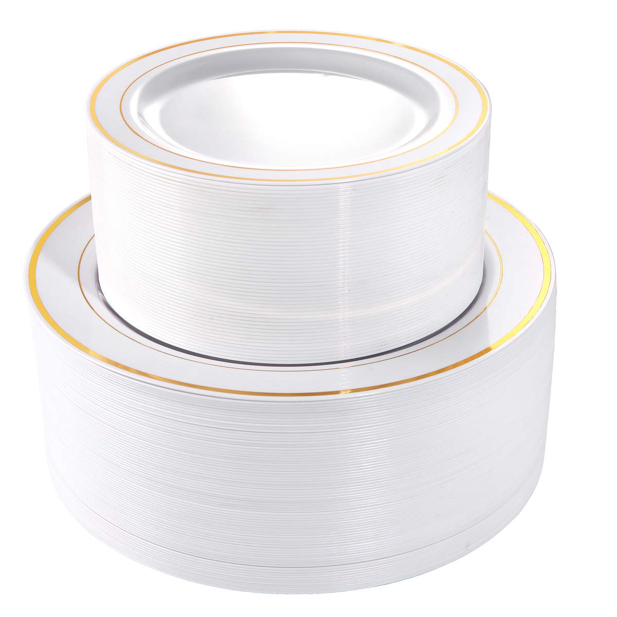 I00000 102 Pcs Silver Plastic Plates, Premium Silver Disposable Plates