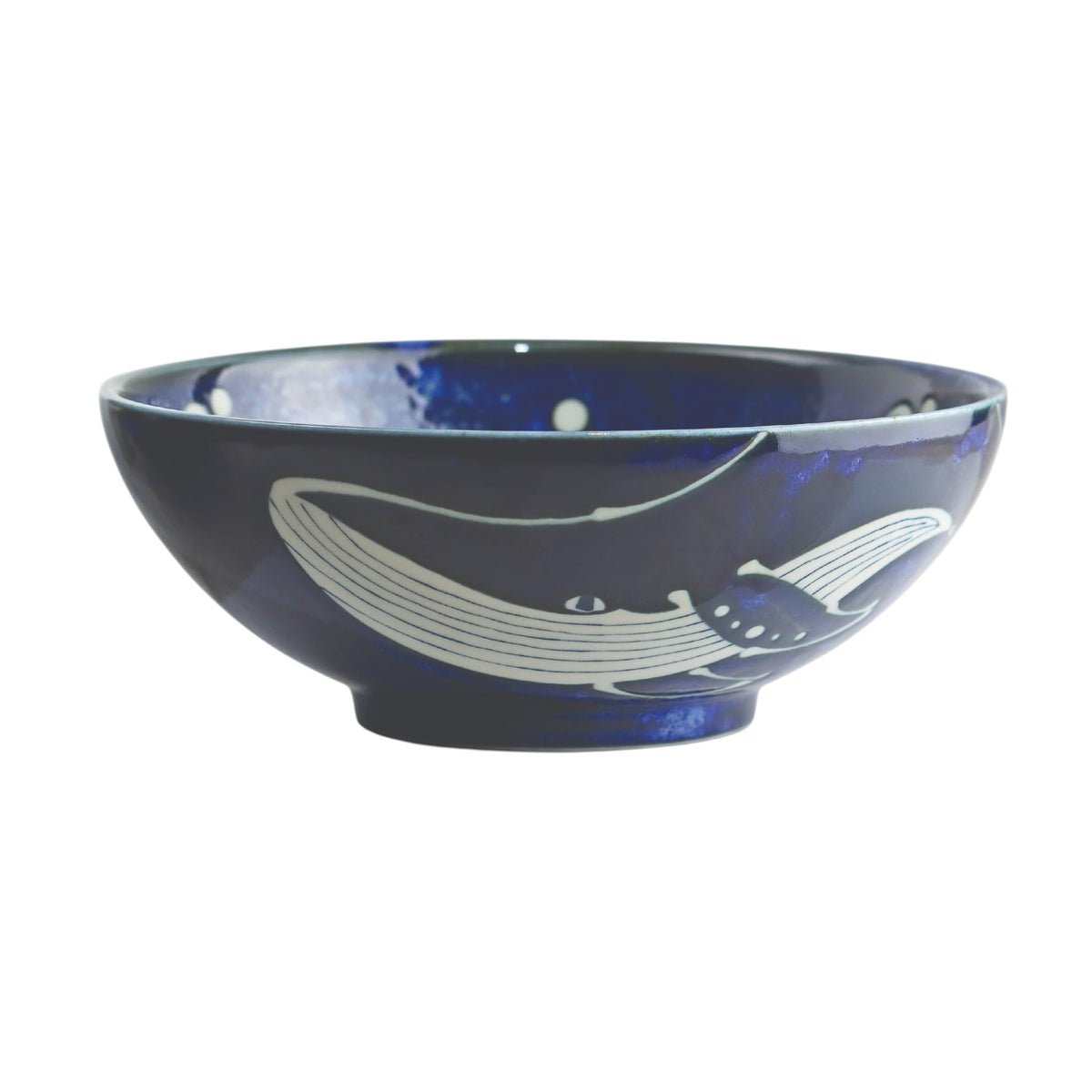 Urban Tokyo Minoware Porcelain Deep Dish Plate, Bowls, Navy Blue Ocean Whale Design, Kujira Youhenkon, Made in Japan, Tableware Restaurant or Home (8.25" D Deep Plate)