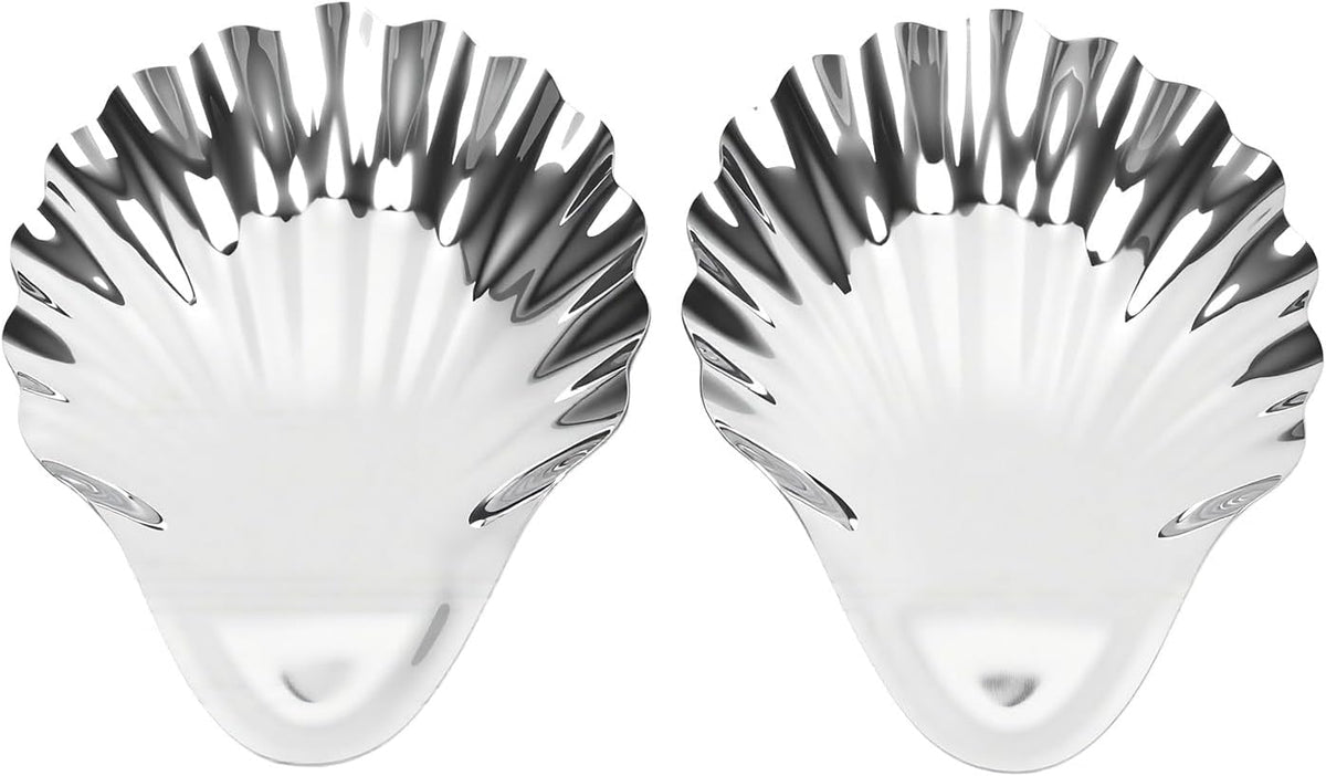 Fdit 2pcs Jewelry Tray, Scallop Shell Shape with Wavy Texture