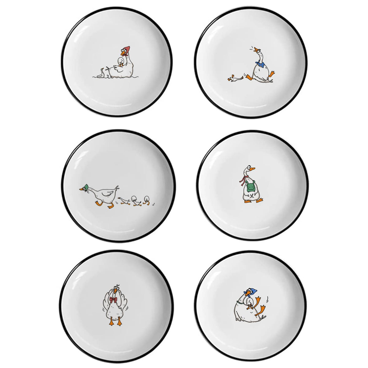 Funny Fidgety Chef Cat Pattern Ceramic Sauce Dishes, Seasoning Dishes, Sushi Soy Dipping Bowls, Appetizer Plates, Dessert Plates, Bird Feeding Bowls, Set of 6 - 5 Inch
