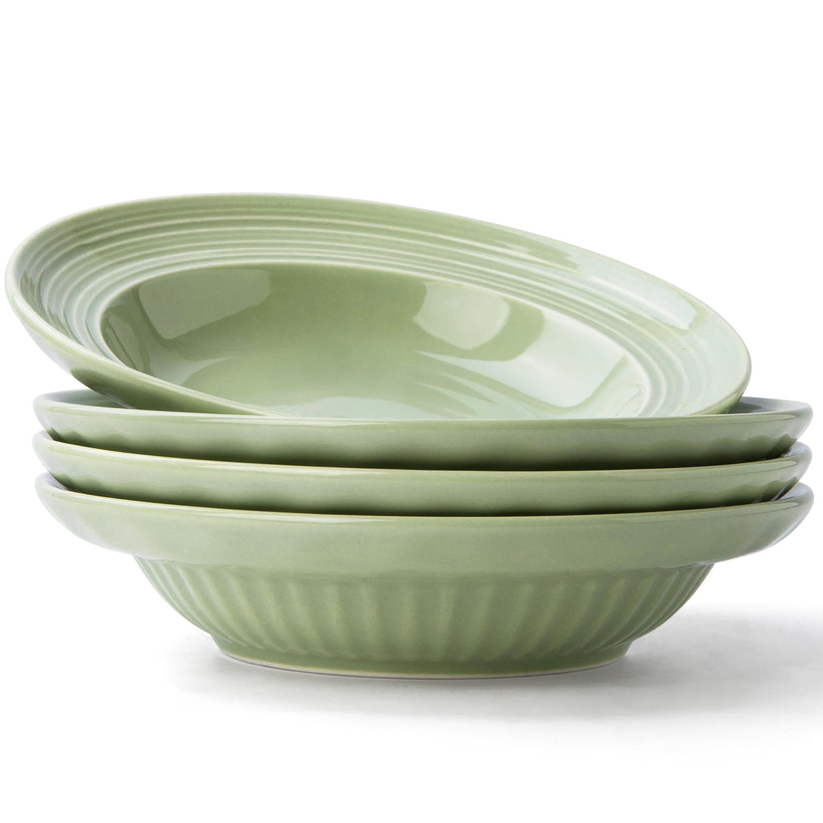 Wide Rim Soup Bowls Set of 4, 11 oz, 8 Inch Cream Beige