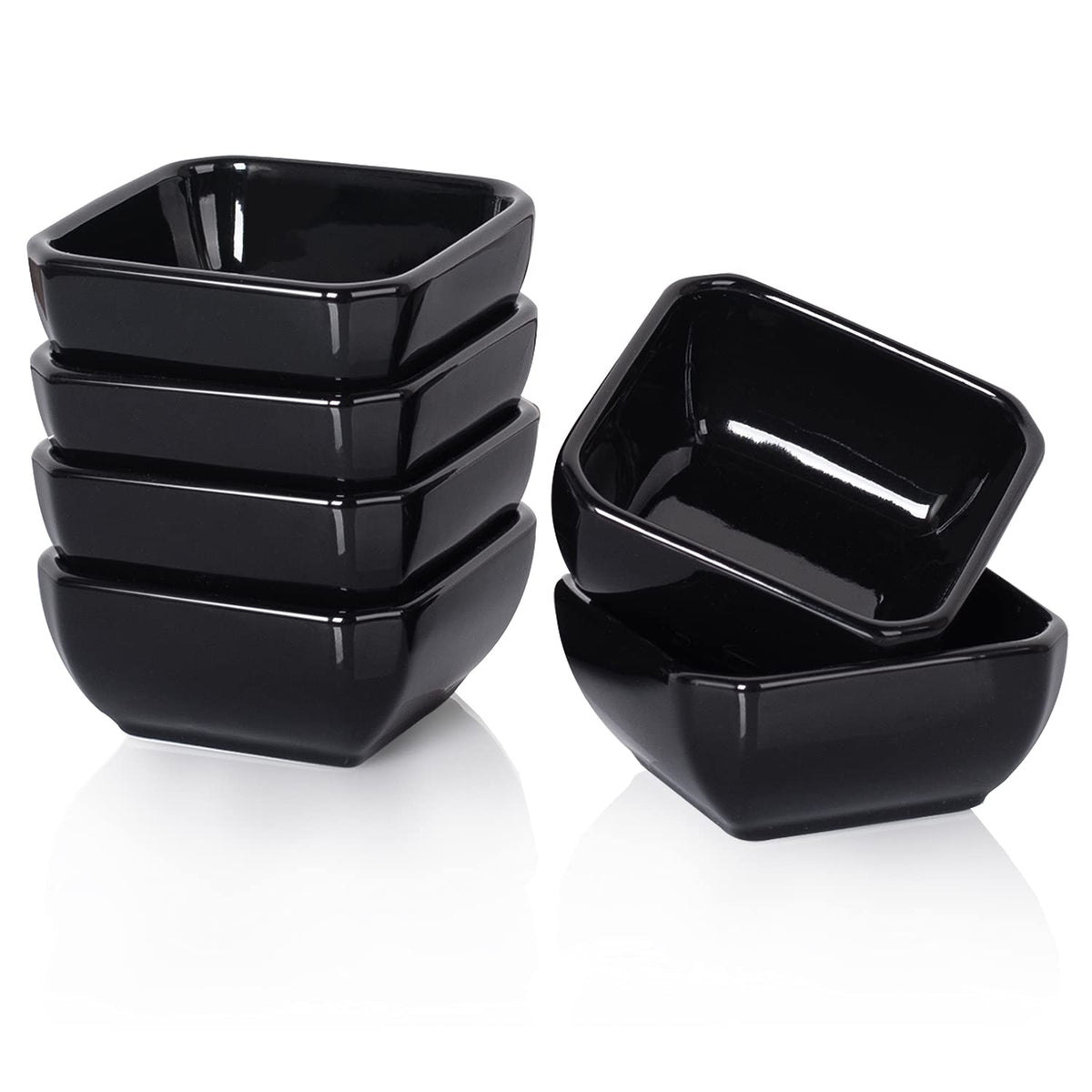 DELLING 3 Oz Ceramic Dipping Bowls Set of 6, Porcelain Soy Sauce Dish - White Dip Bowls for Charcuterie Board Cups, Small Sauce Cups for Condiment Ketchup BBQ, Dipping Sauce Cups Dishwasher Safe