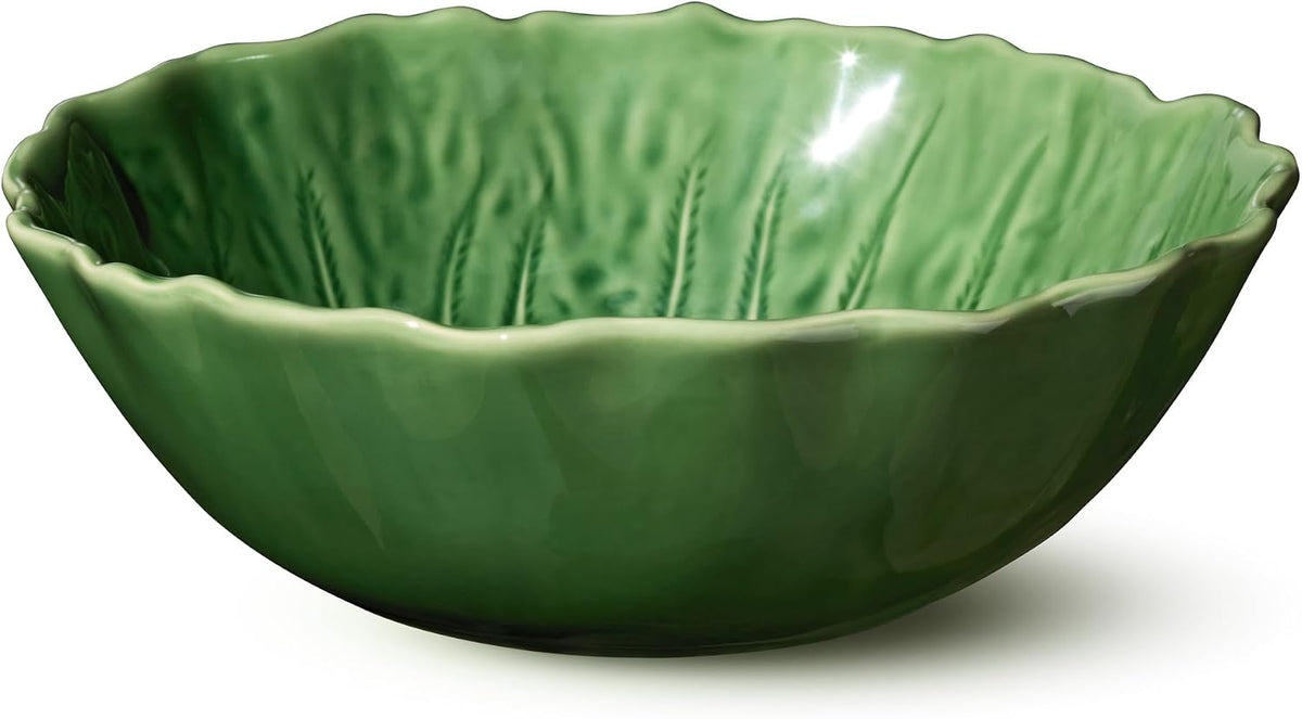 Le Jardin Green Cabbage plates 3D SOUP/CEREAL BOWLS, SET OF FOUR, 8.5" x 2.75" – Sculpted Green Stoneware Leaf Bowls– Garden-Inspired Serveware for Soups, Salads, Pasta & Everyday