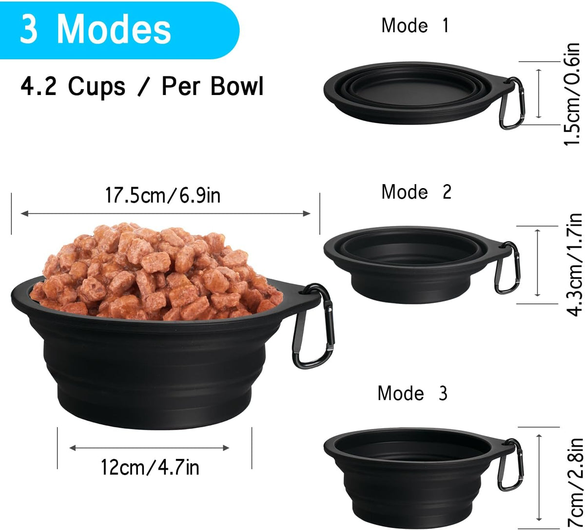 PetBonus 2-Pack Collapsible Dog Bowls, Portable Travel Dog Water Food Bowls