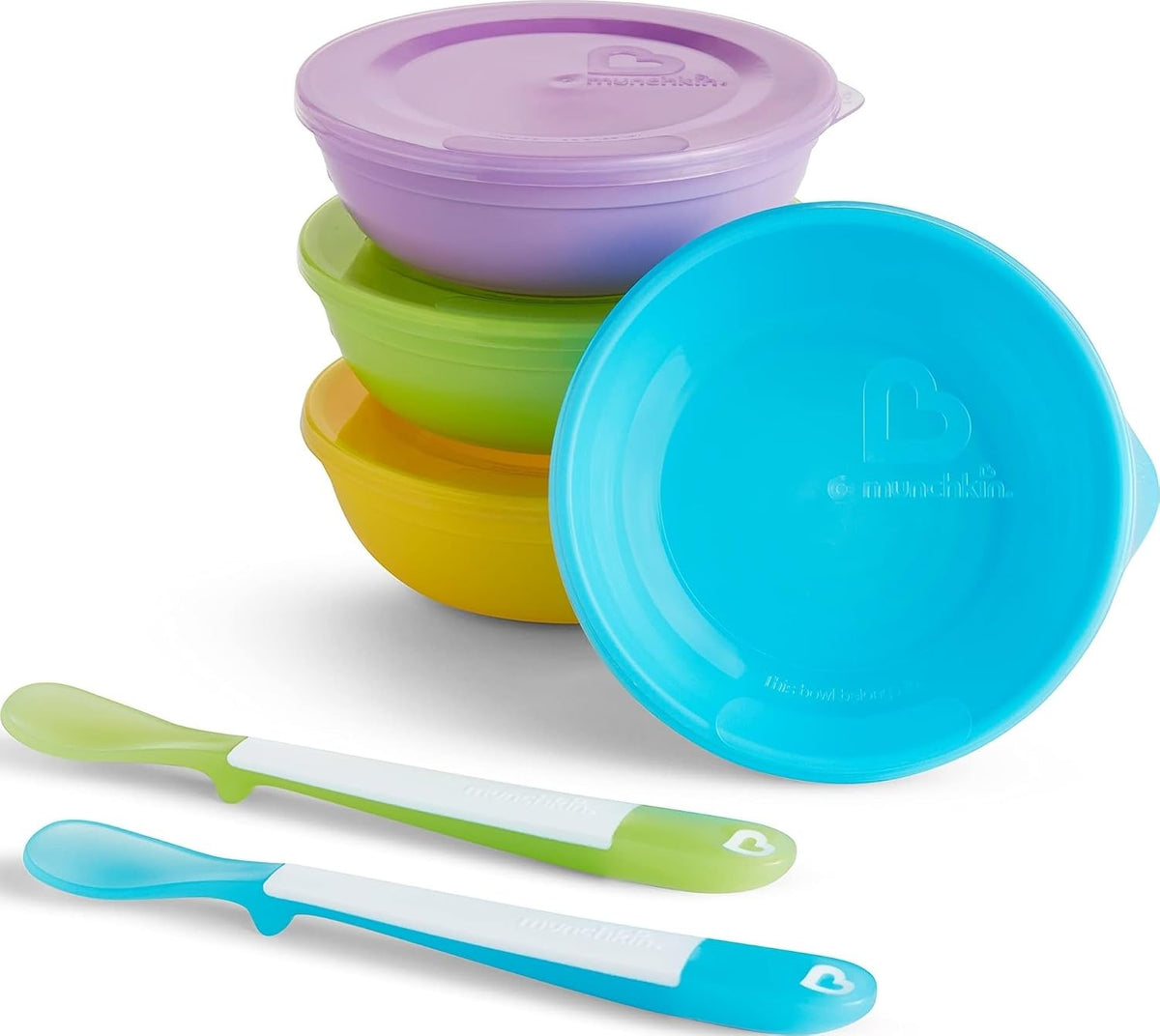 Munchkin® Love-a-Bowls™ 10 Piece Baby Feeding Set, Includes Bowls with Lids and Spoons, Multicolor