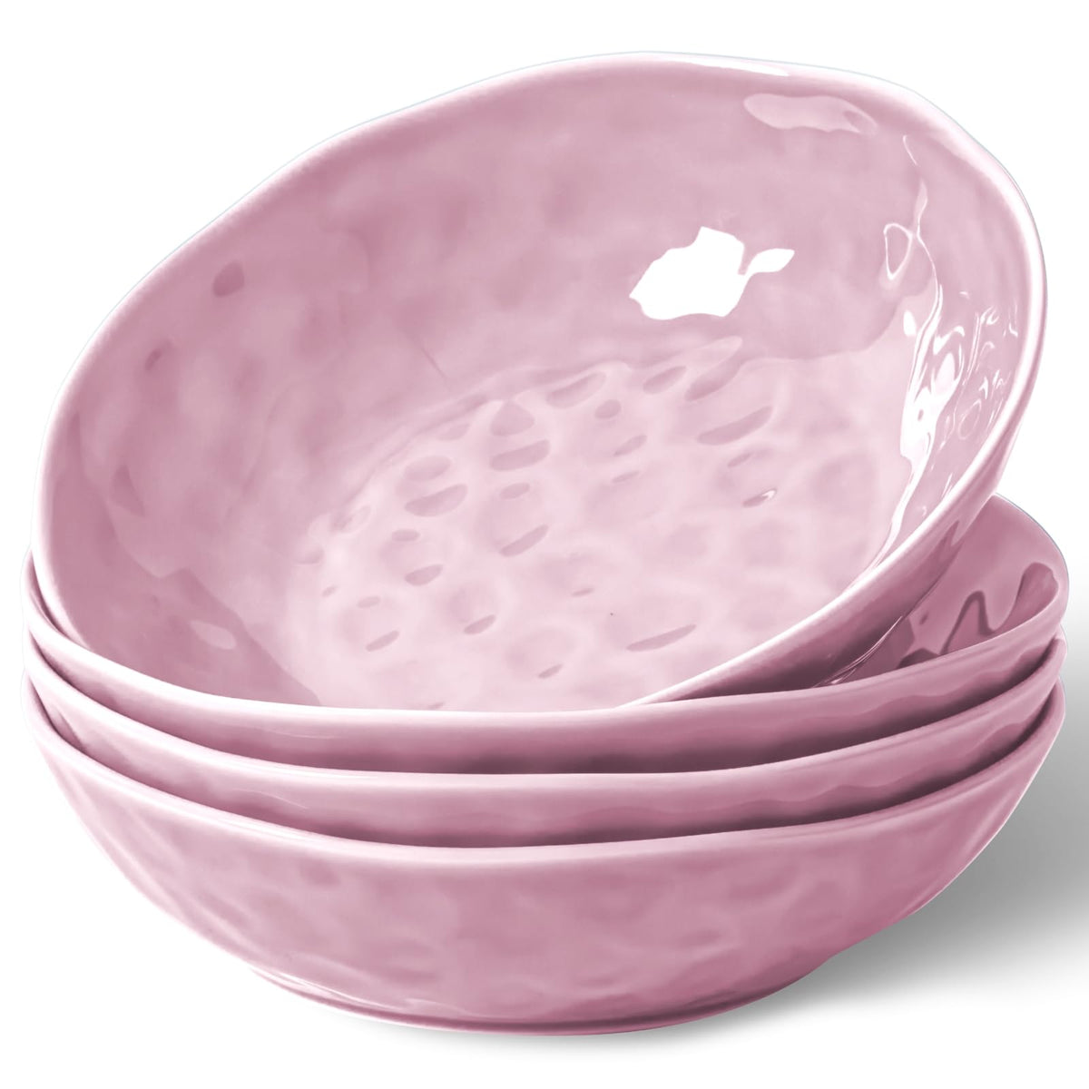 HOMBENE Sun-glitter Plate Bowls 42oz, Mint Glow Green Set of 4,Porcelain Wide and Shallow, Noodle Fruit, Dinner, Large Salad Bowls for Serving Soup Kitchen Dinnerware Sets