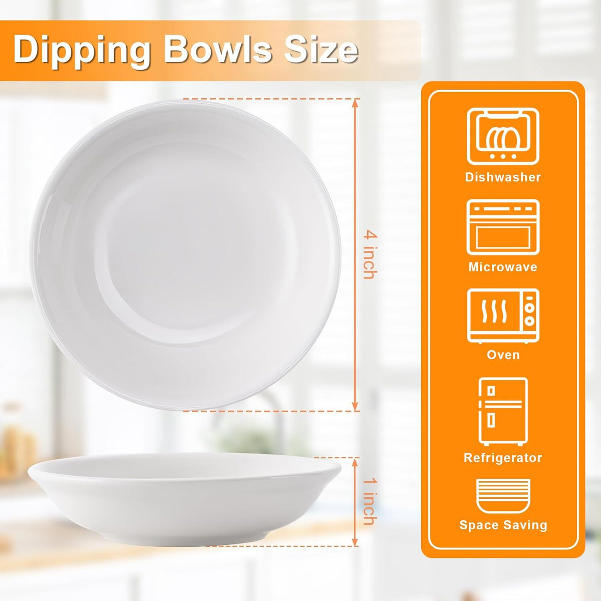 Eisinly 6 Pack Dipping Bowls, 3 OZ Small Ceramic Soy Sauce Dish, White