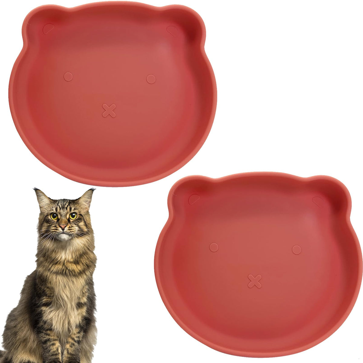 Silicone Cat Food Bowl Shallow Dishes 5.9in Wide Cats Bowls Set of 2 Kitty Plates Relief Whisker Fatigue Puppy Feeding Bowl for Dry Food and Wet Food Indoor (Round Green)