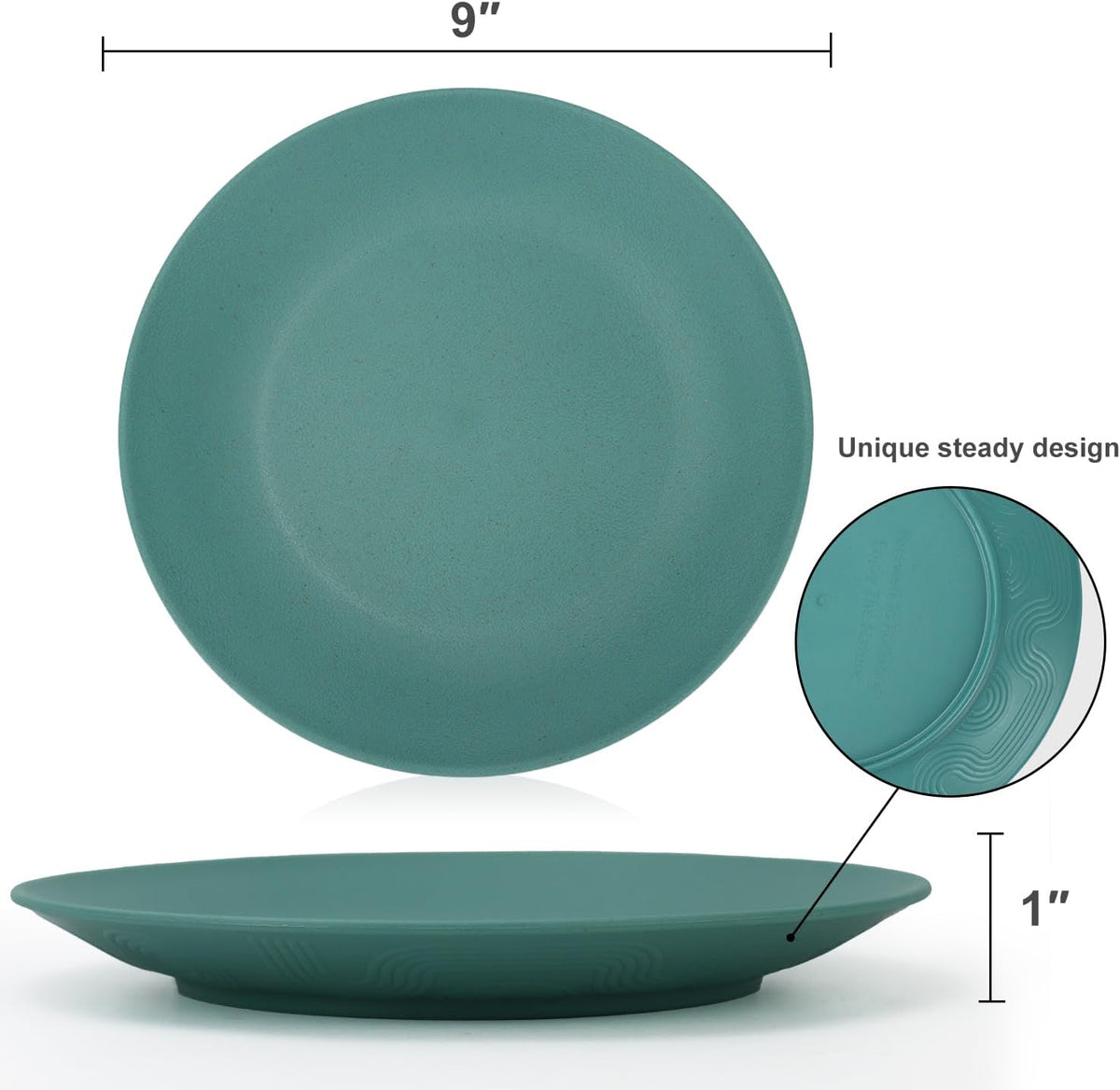 Homienly Wheat Straw Plates Unbreakable Flat Salad Plates Set of 8 Reusable Dinner Plate for Kitchen, Camping, RV, Microwave and Dishwasher Safe Plate Heavy Duty Paper Plates Alternative (Multi, 9in)