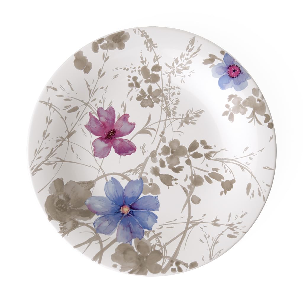 Villeroy & Boch Mariefleur Basic Rim Soup, 9 in, Premium Porcelain, White/Multicolored