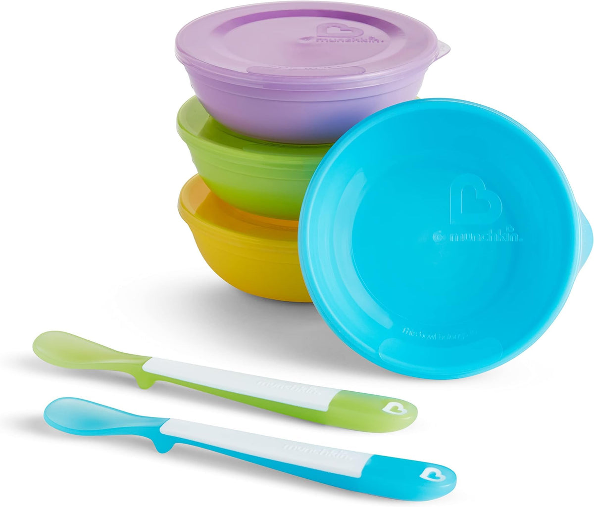 Munchkin® Love-a-Bowls™ 10 Piece Baby Feeding Set, Includes Bowls with Lids and Spoons, Multicolor