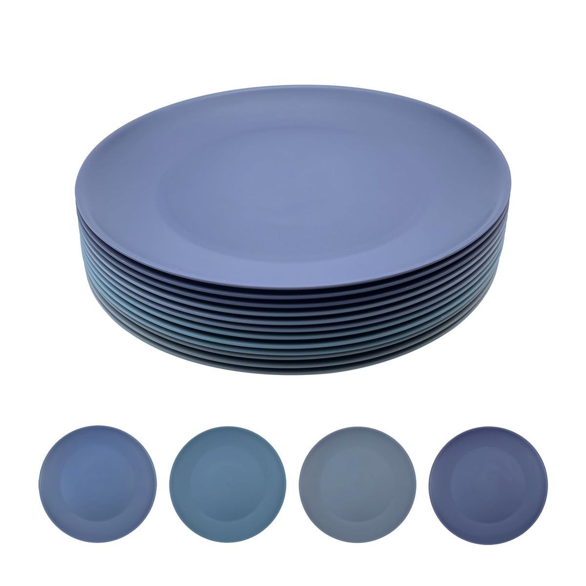Wheat Straw Plate set 8, 10inch Reusable Plastic Plates Grey Stone