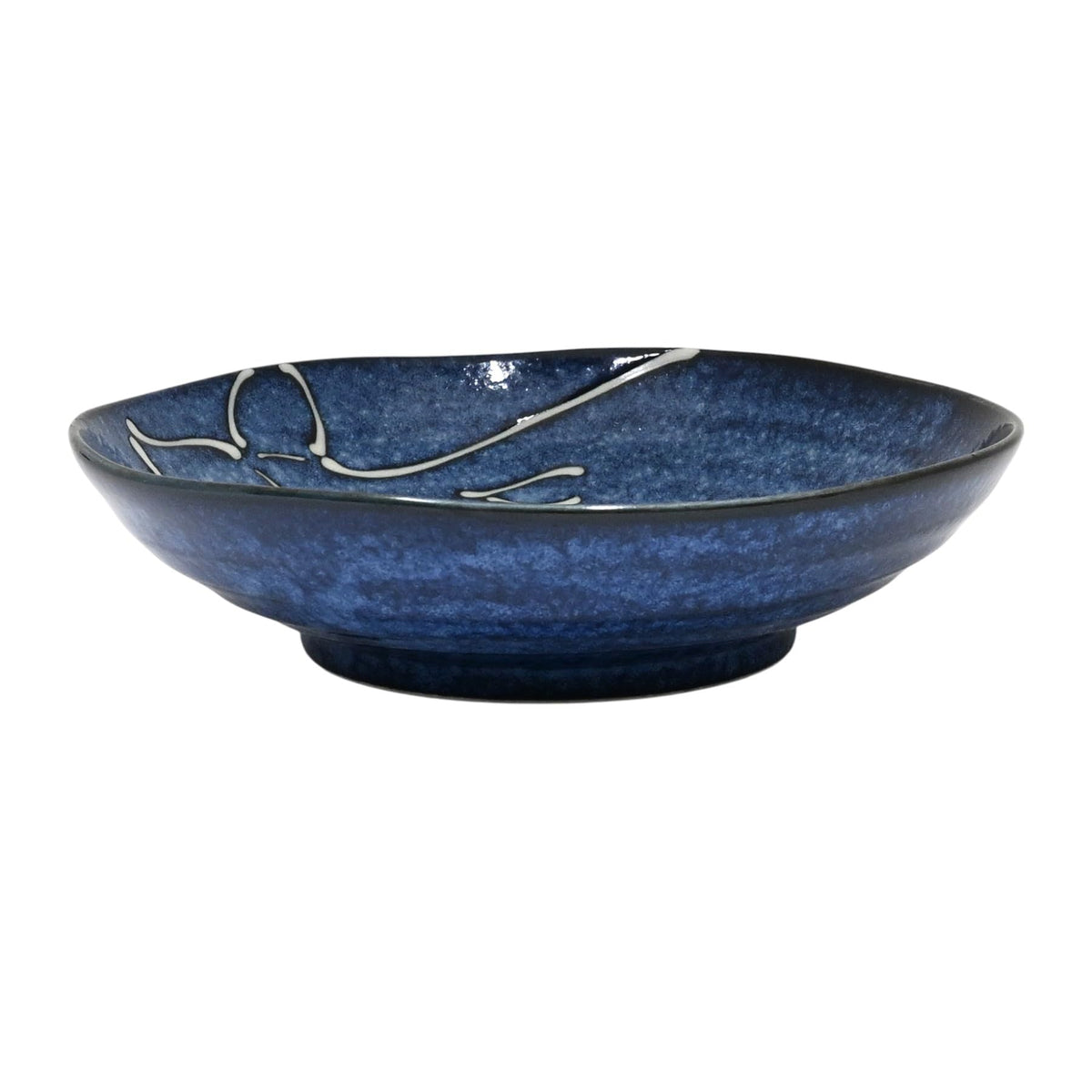 Urban Tokyo Minoware Porcelain Deep Dish Plate, Bowls, Navy Blue Ocean Whale Design, Kujira Youhenkon, Made in Japan, Tableware Restaurant or Home (8.25" D Deep Plate)