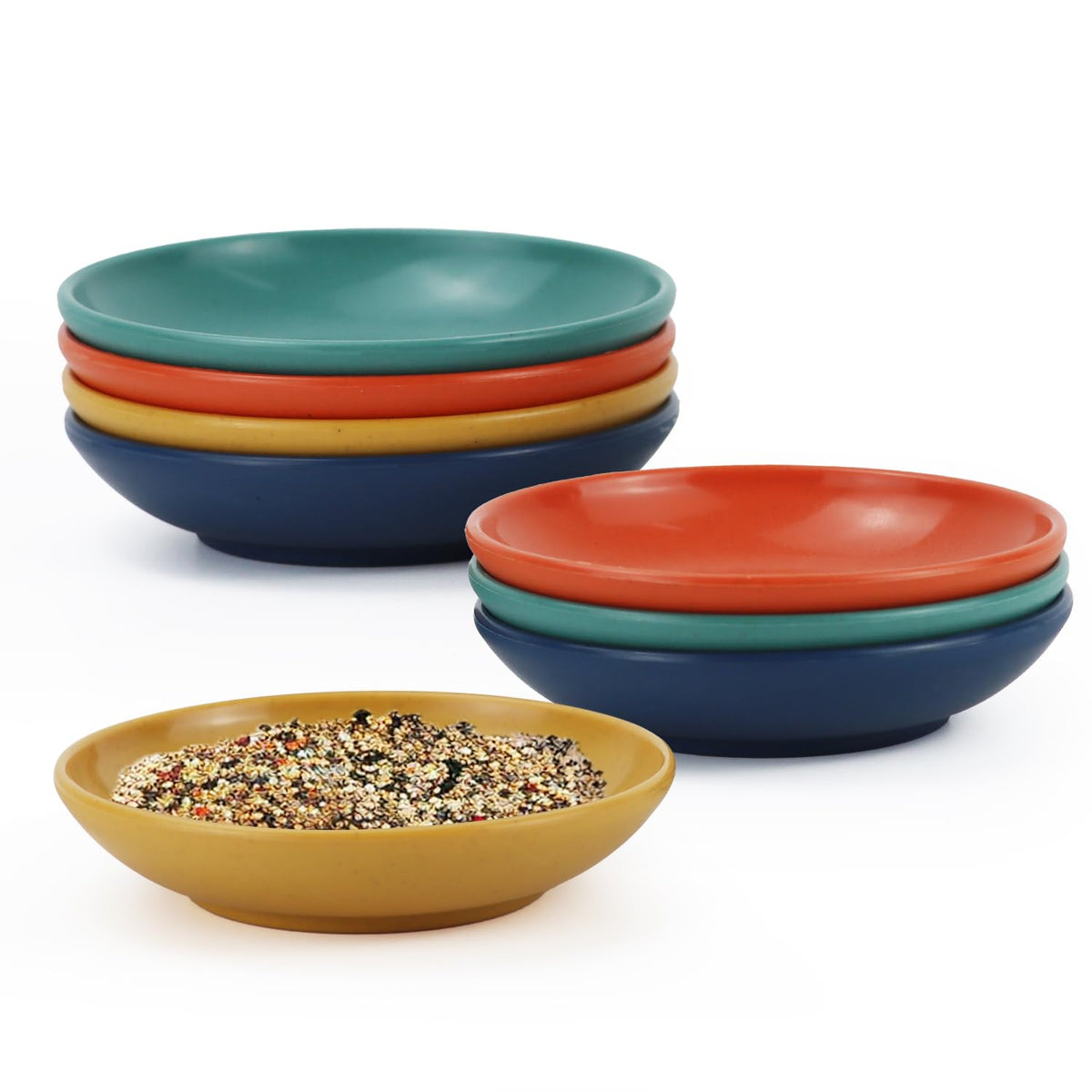 Homienly Wheat Straw Plates Unbreakable Flat Salad Plates Set of 8 Reusable Dinner Plate for Kitchen, Camping, RV, Microwave and Dishwasher Safe Plate Heavy Duty Paper Plates Alternative (Multi, 9in)