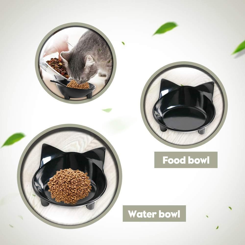 Cat Food Bowls Shallow Wide Non-Slip Whisker Friendly Dish for Indoor Cats
