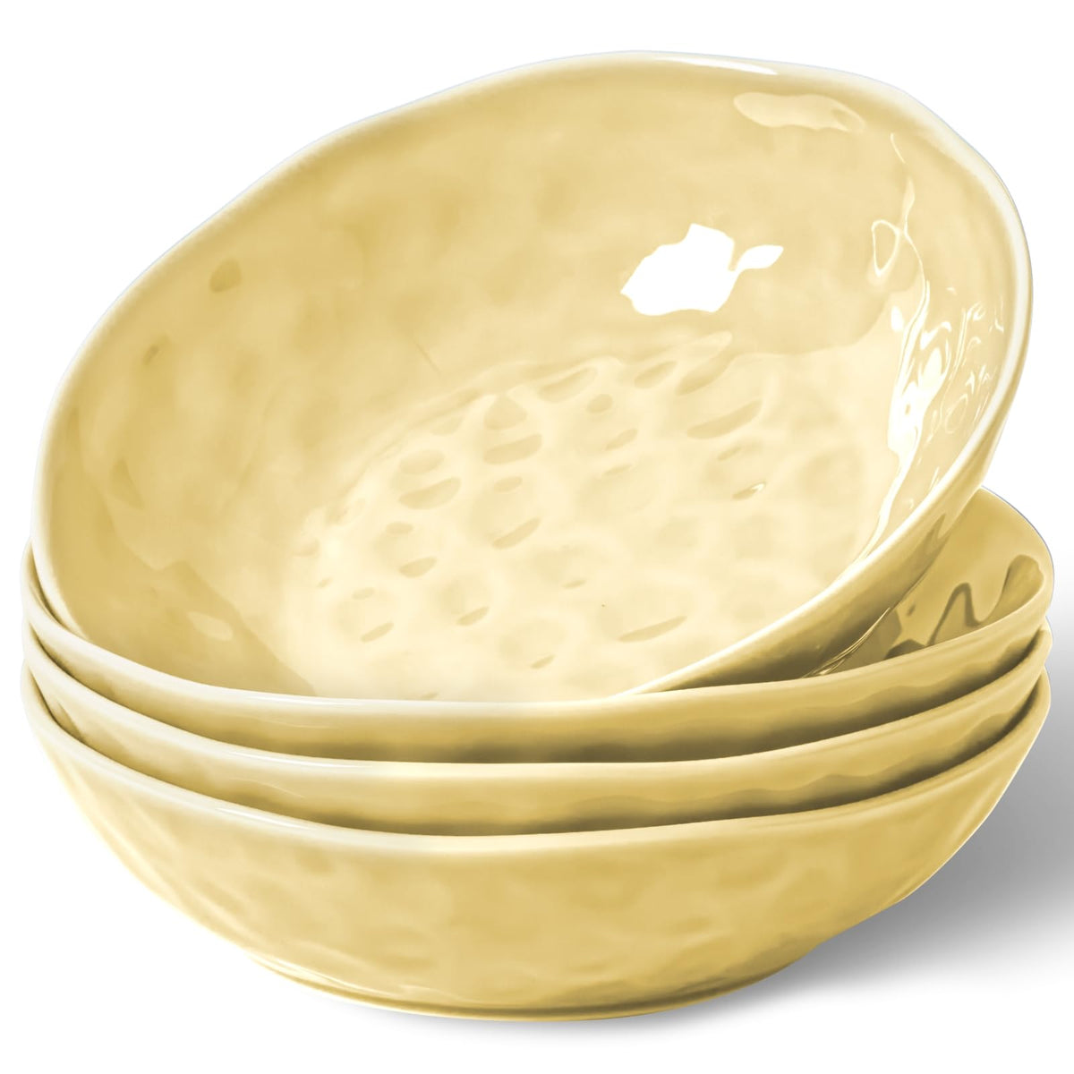 HOMBENE Sun-glitter Plate Bowls 42oz, Mint Glow Green Set of 4,Porcelain Wide and Shallow, Noodle Fruit, Dinner, Large Salad Bowls for Serving Soup Kitchen Dinnerware Sets