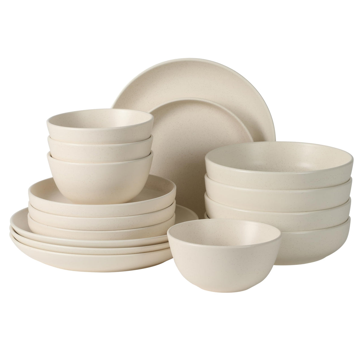 Gibson Elite Tribeca Loft 16-Piece Dinnerware Set – Matte Black and Blue Reactive Glaze Stoneware, Double Bowl Round Plates and Bowls – Modern Rustic Dinnerware for 4, Dishwasher & Microwave Safe