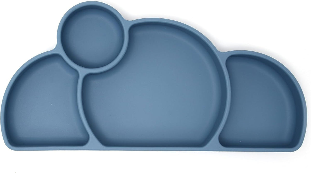 PrimaStella Silicone Easy-Reach Divided Toddler Plate - BPA Free - Microwave & Dishwasher Safe (Rainbow Swirl)