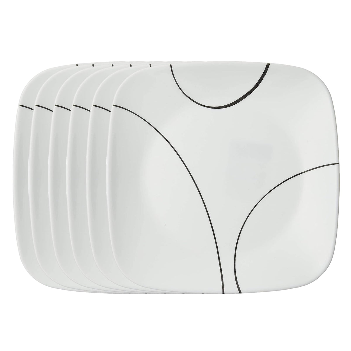 Corelle Vitrelle 6-Piece (22-Oz) Cereal Soup Bowls, Triple Layer Glass and Chip Resistant, Lightweight Square Dinnerware Bowl Set, Simple Lines