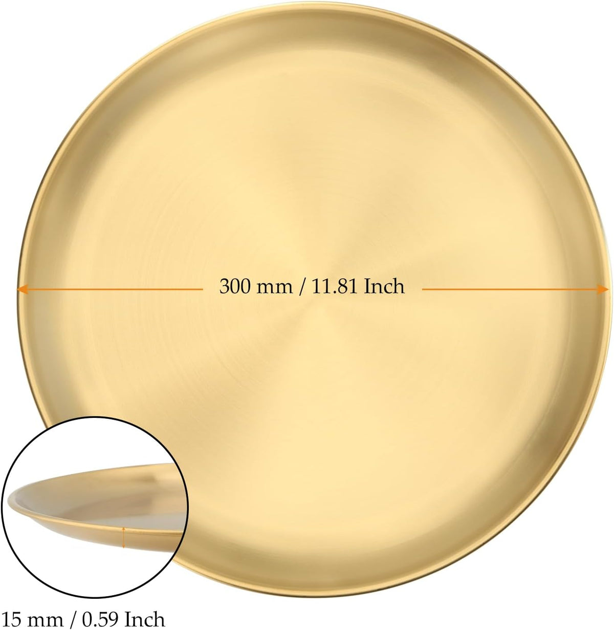 MUKCHAP 6PCS 12 Inch Gold Stainless Steel Plates, Flat Metal Dishes, Camping Serving Dinner Plates for Snack, BBQ